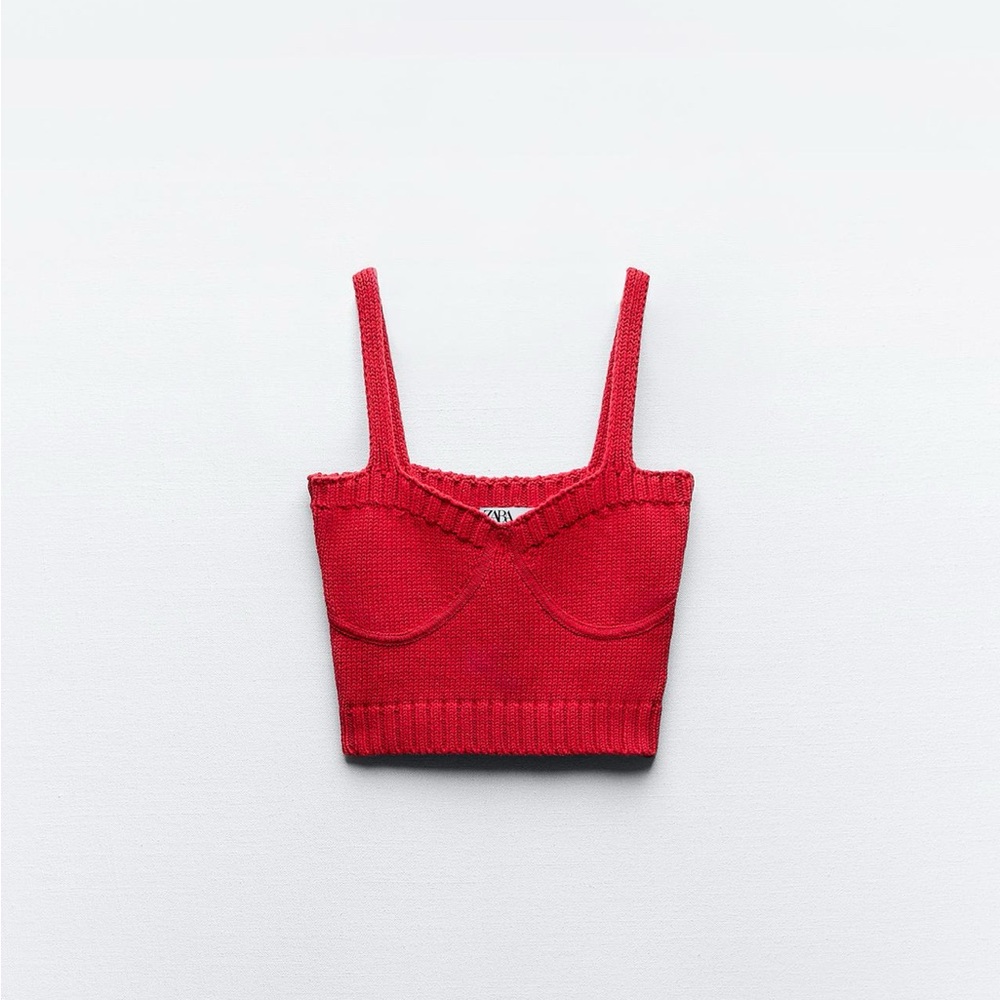 NWT Zara Red Knit Crop Top